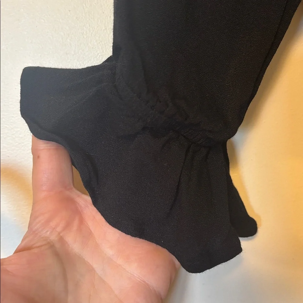 Reformation Ana Black Square Neck top with Puff Sleeves